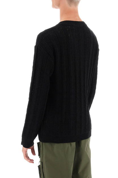 Dragon Pointelle Knit Sweater  - Nero