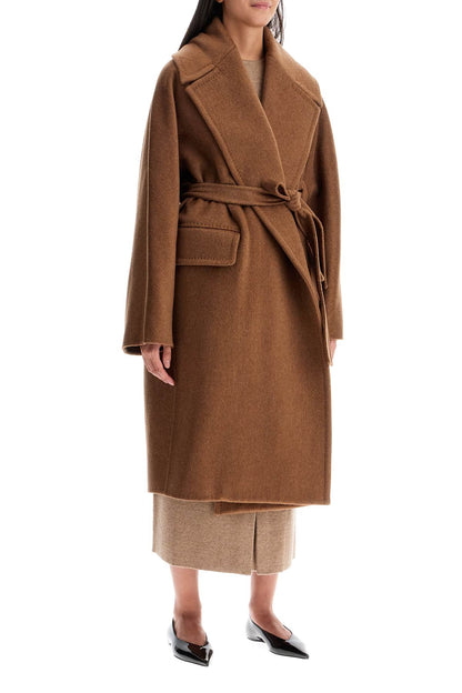 "cashmere And Camel Cocoon Coat  - Brown