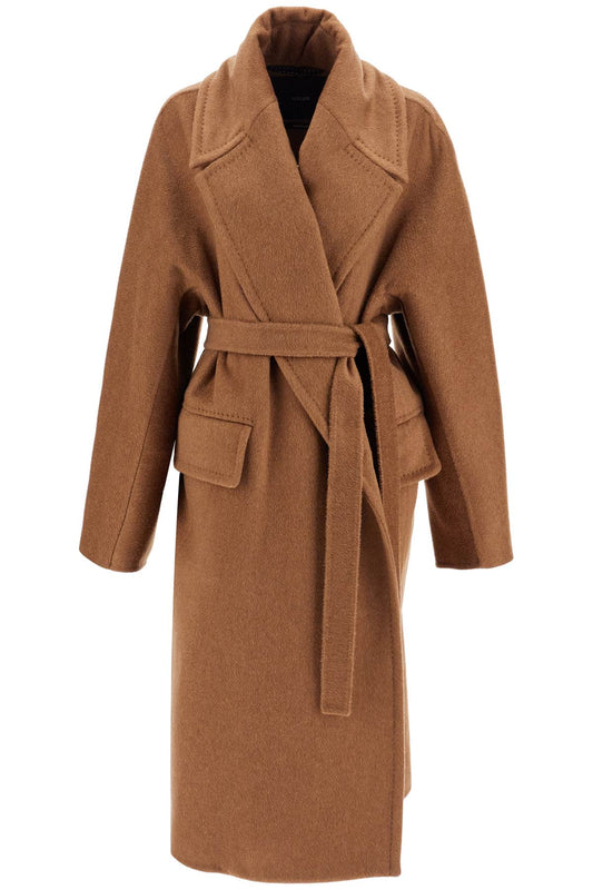 "cashmere And Camel Cocoon Coat  - Brown