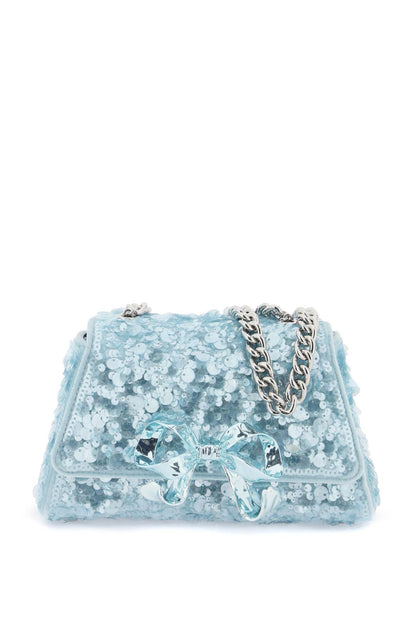 Sequined Bow Mini Shoulder Bag  - Light Blue