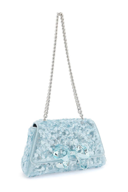 Sequined Bow Mini Shoulder Bag  - Light Blue