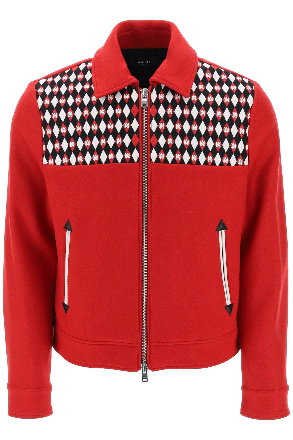 Wool Blouson Jacket With Embroidered Yoke  - Rosso