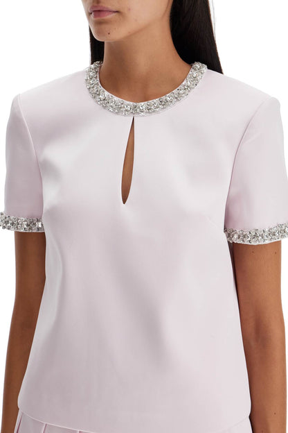 'satin Top With Crystals Embellishments  - Pink