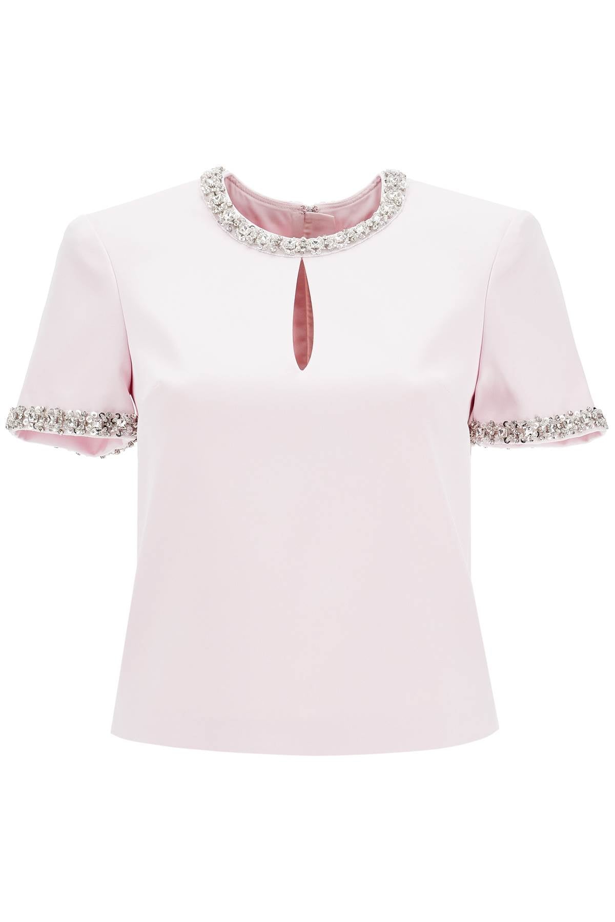 'satin Top With Crystals Embellishments  - Pink