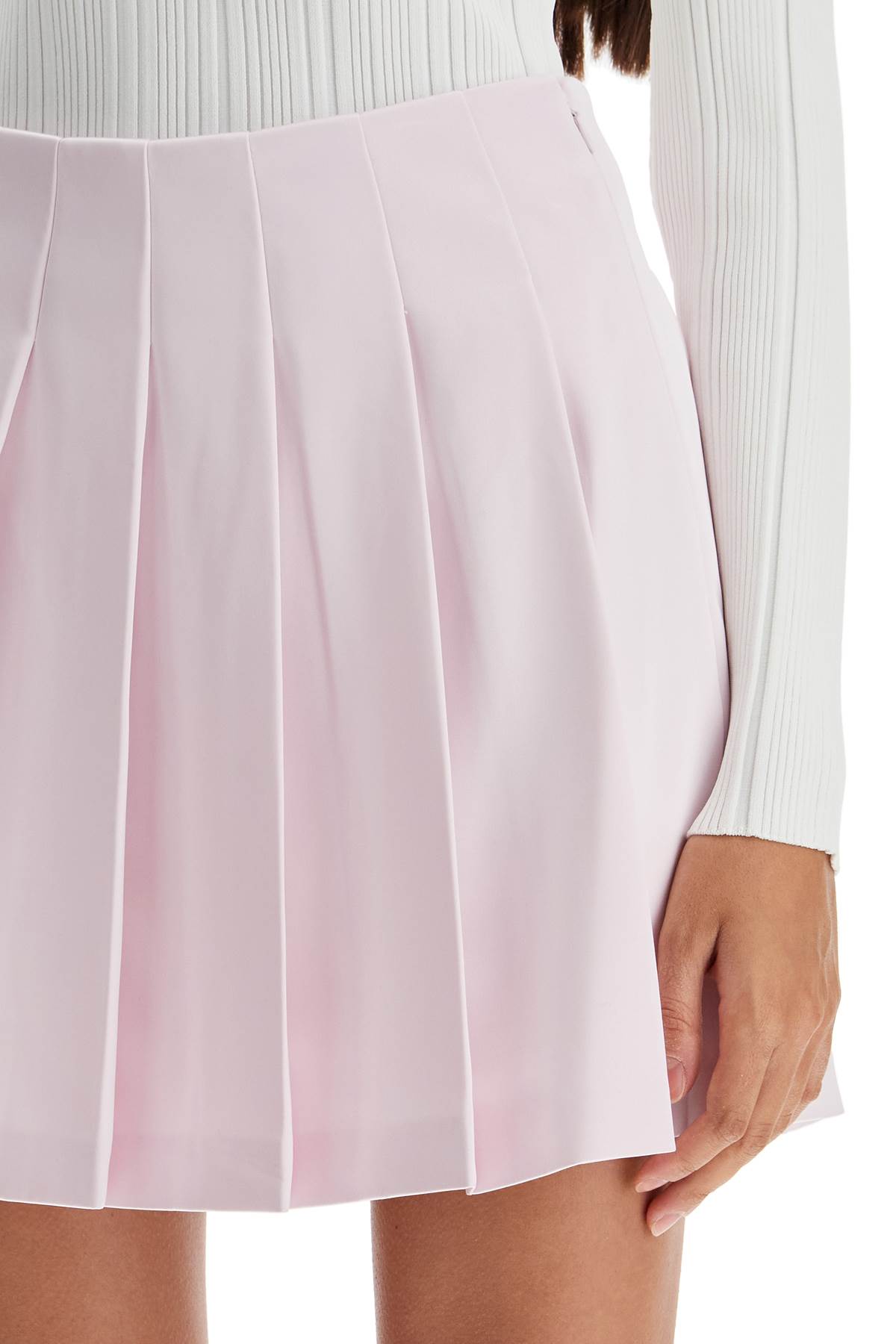 Pleated Satin Mini Skirt  - Pink