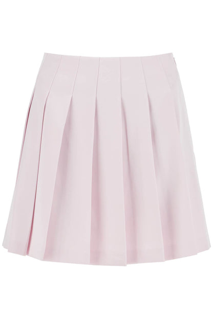 Pleated Satin Mini Skirt  - Pink