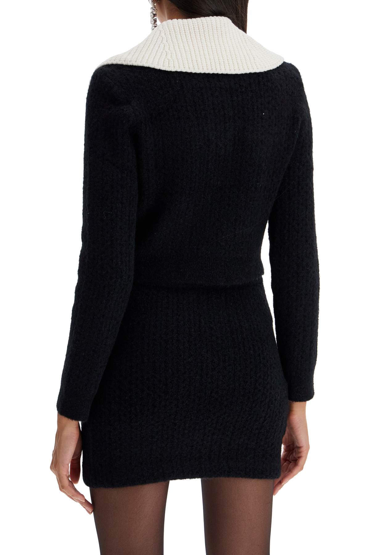 Alpaca Cardigan With Collar  - Black