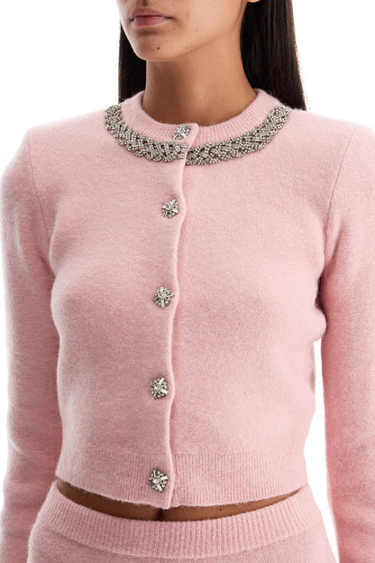 "knitted Cardigan With Crystals  - Pink