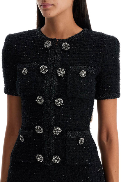 'mini Bouclã© Dress With Sequins And Jewel  - Black