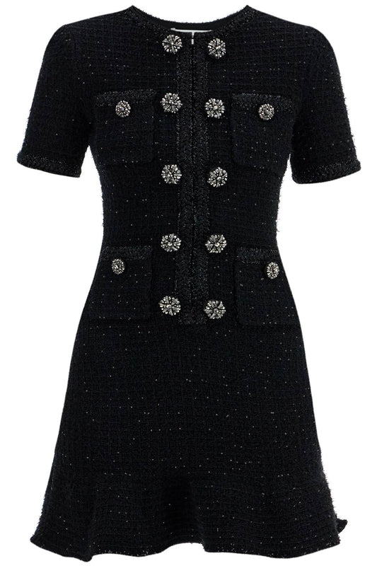 'mini Bouclã© Dress With Sequins And Jewel  - Black