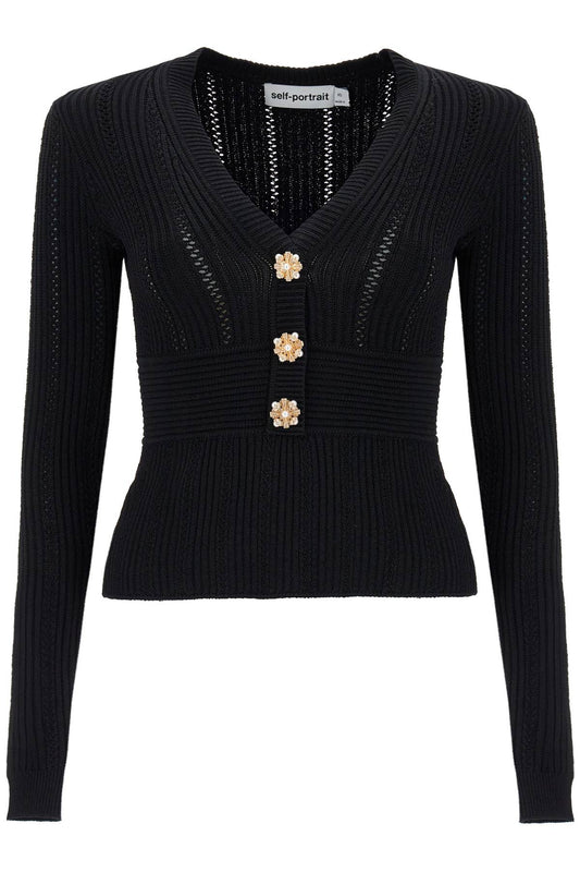 'pointelle Knit Top With  - Black