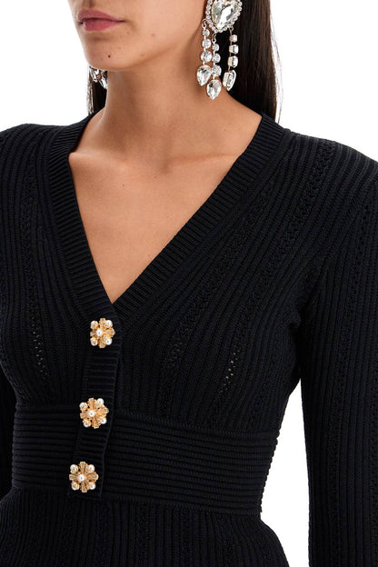 'pointelle Knit Top With  - Black