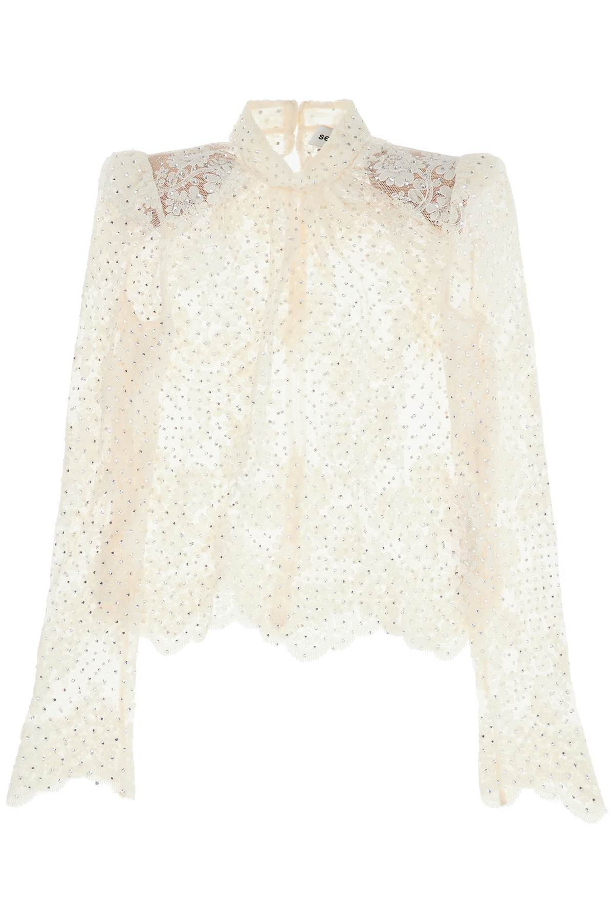 Lace Top With Rhinest  - White