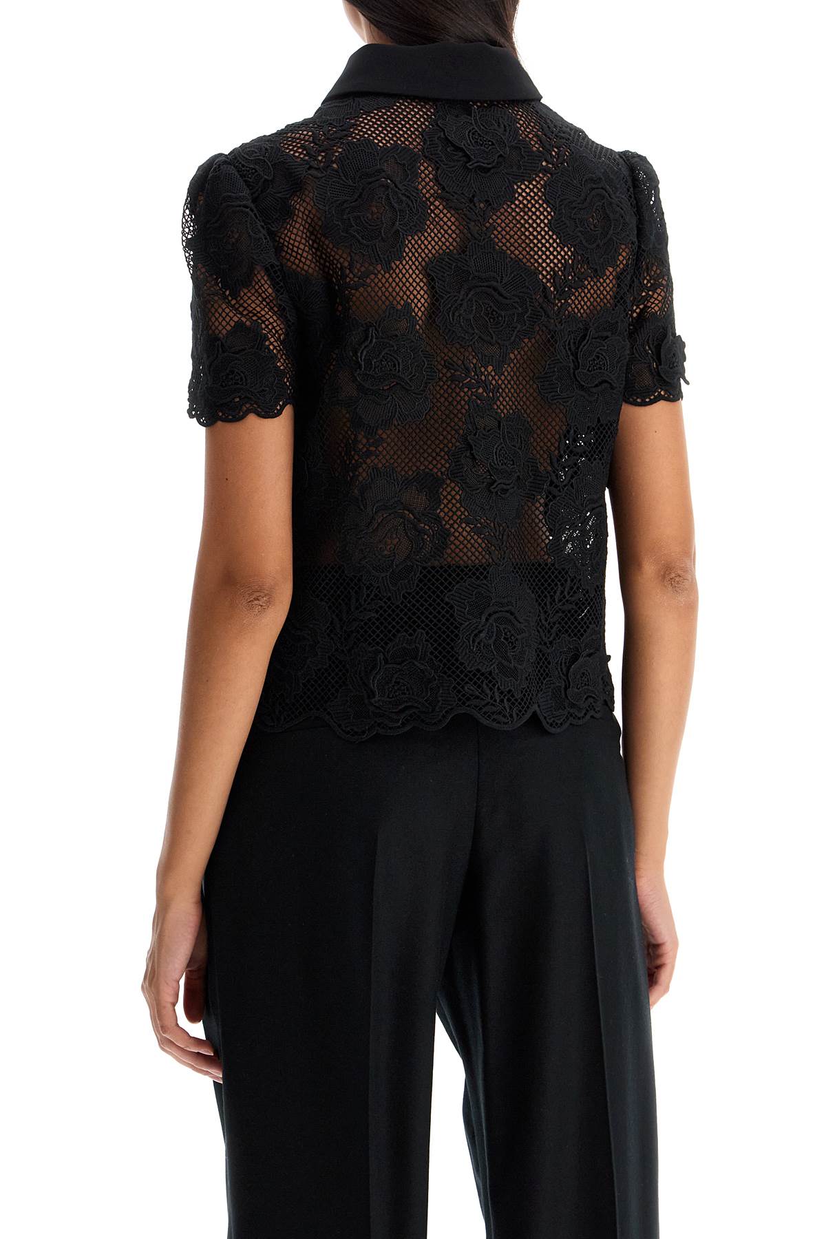 Lace Top With Buttons.  - Black