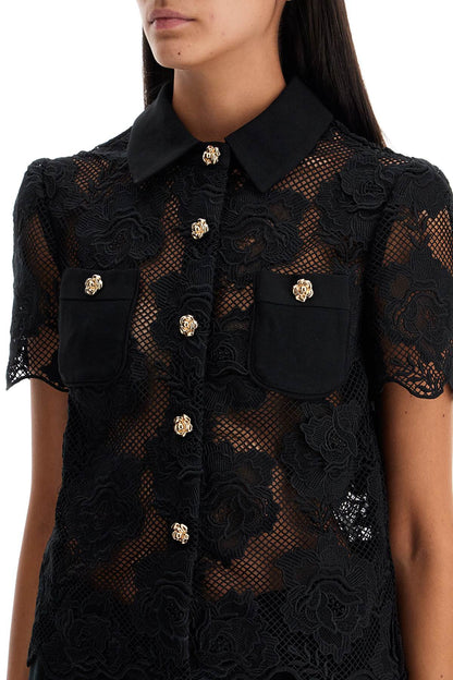 Lace Top With Buttons.  - Black