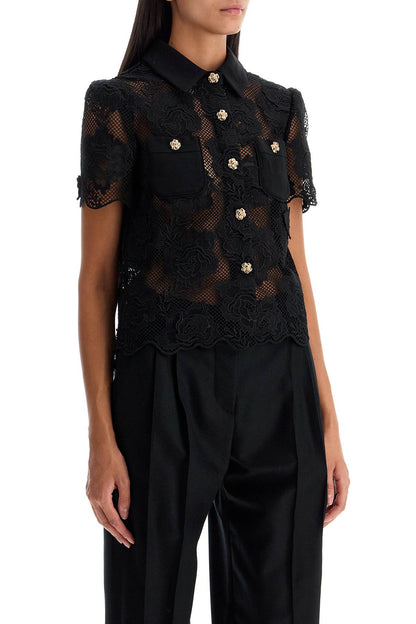 Lace Top With Buttons.  - Black