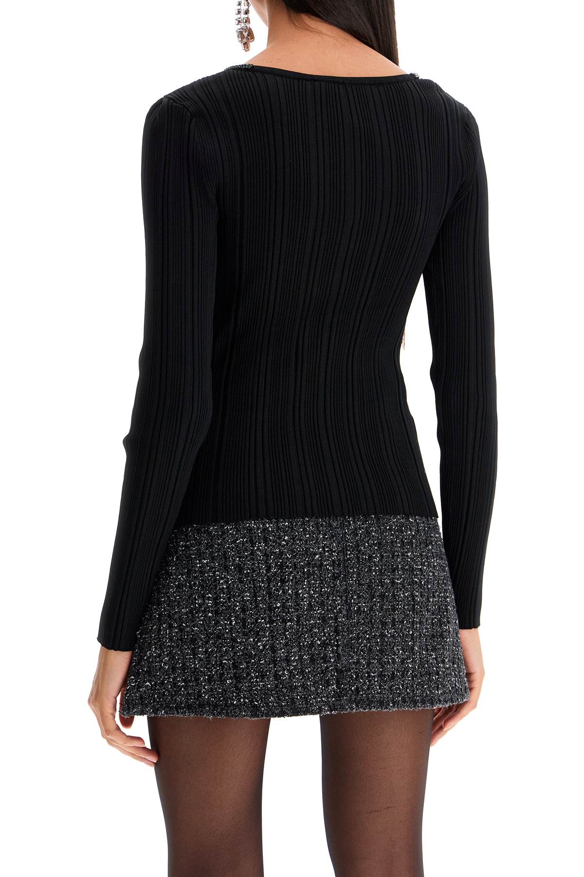 Long-sleeved Top With Crystals  - Black