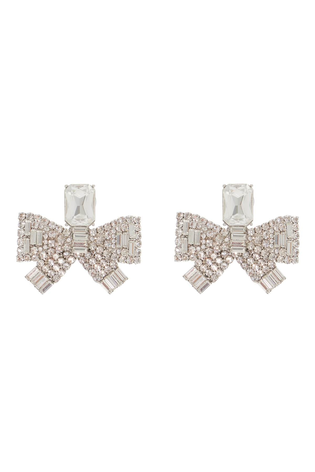 Small Crystal Bow Earrings  - Silver