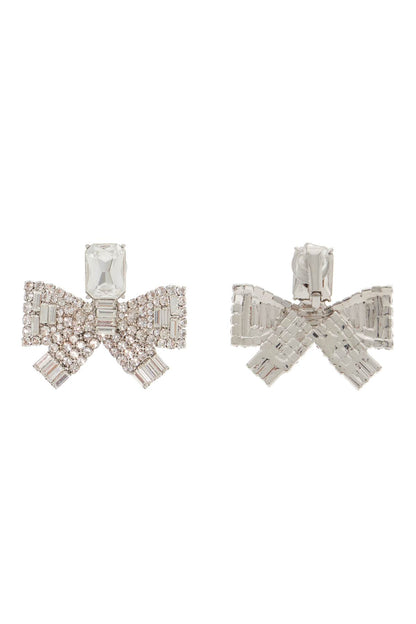 Small Crystal Bow Earrings  - Silver