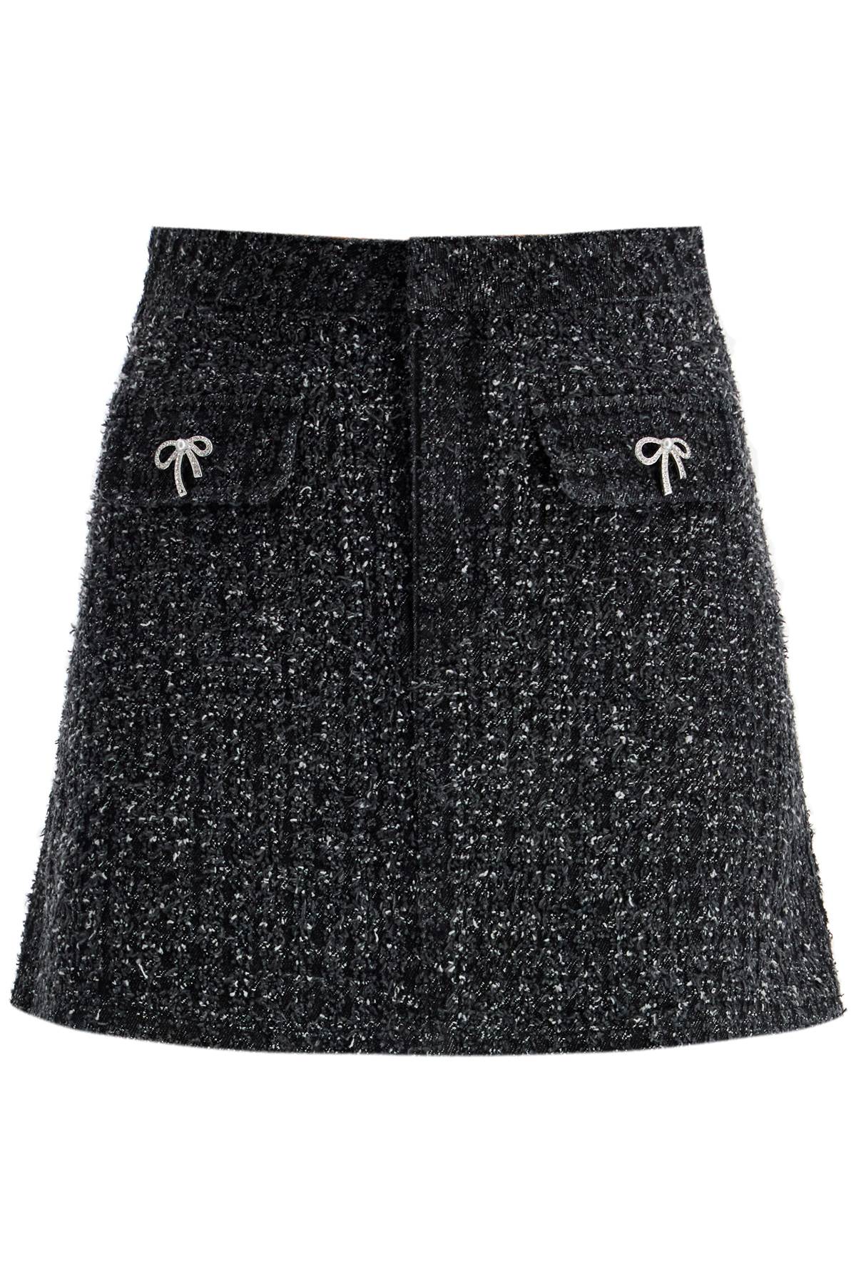 Textured Denim Mini Skirt  - Black