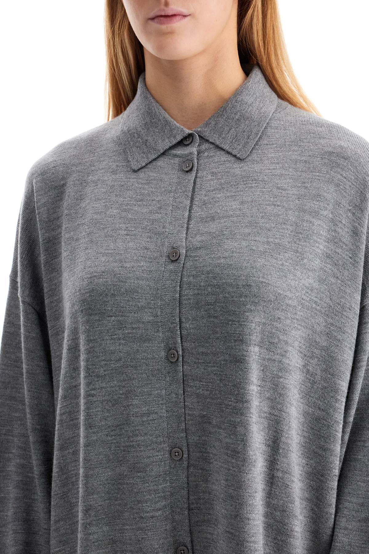 Long Merino Wool Max Chemisier  - Grey