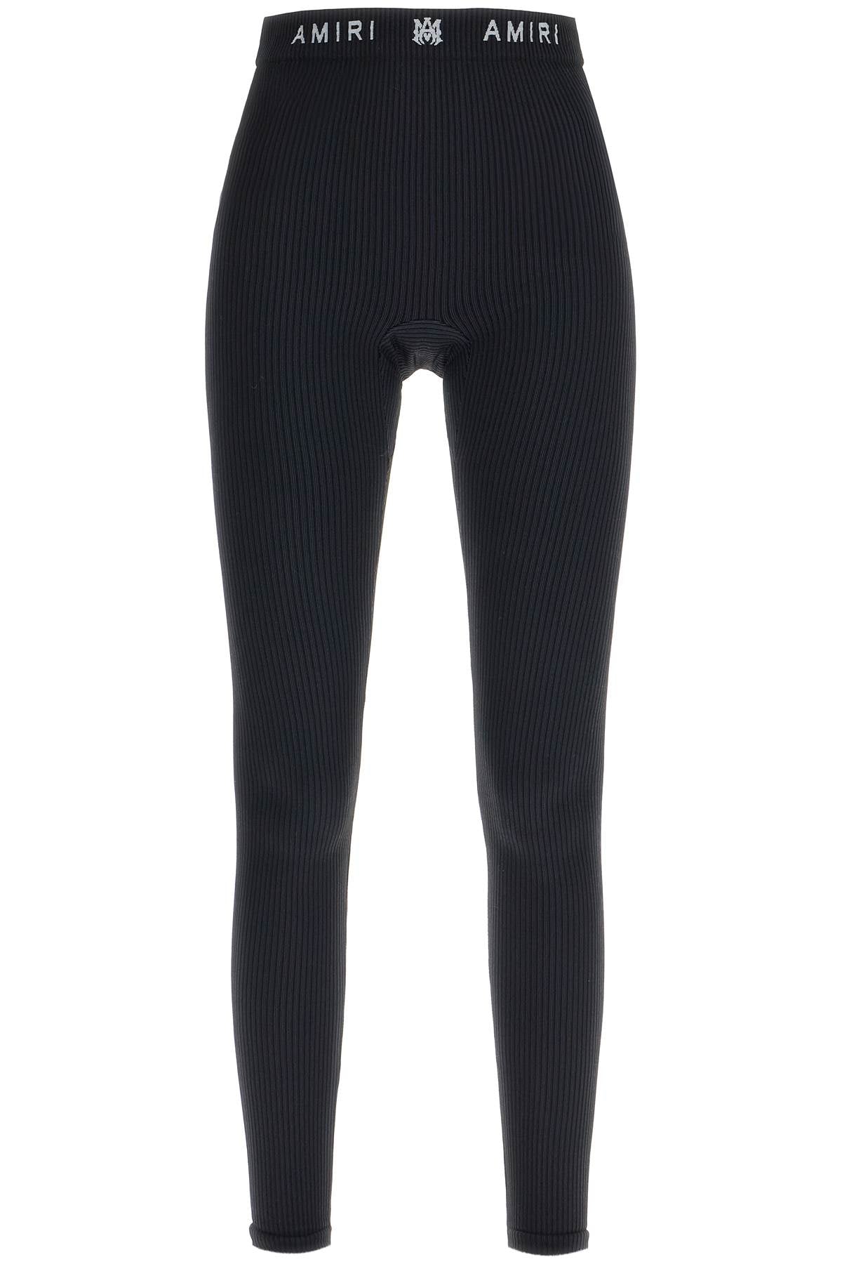 Seamless Ribbed Leggings  - Black