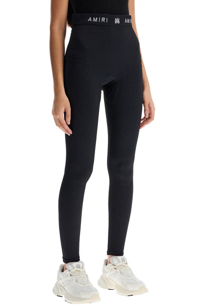 Seamless Ribbed Leggings  - Black