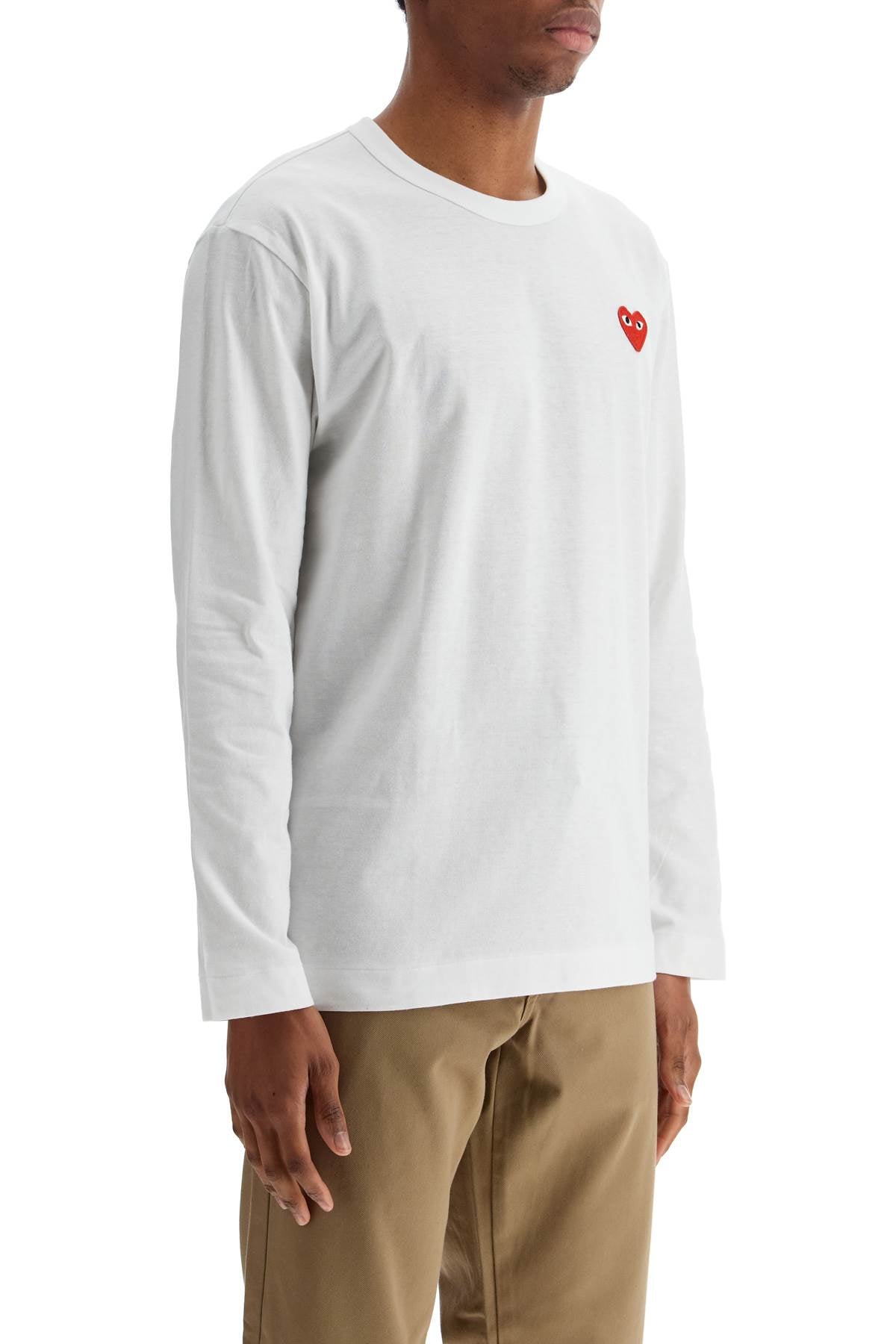 T-shirt Unisex In Cotone Bianco Con Logo Cuore Rosso  - White