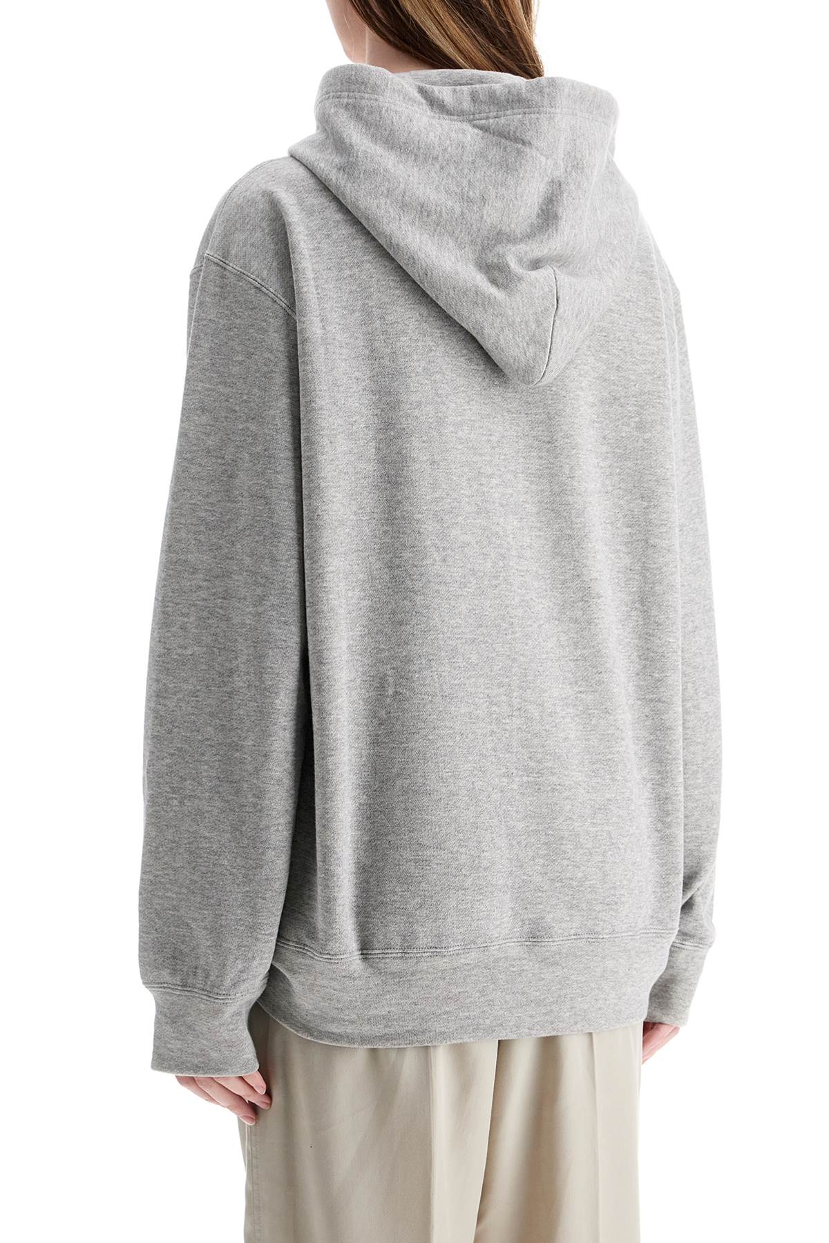 Unisex Light Grey Cotton Hoodie With Red Heart  - Grey