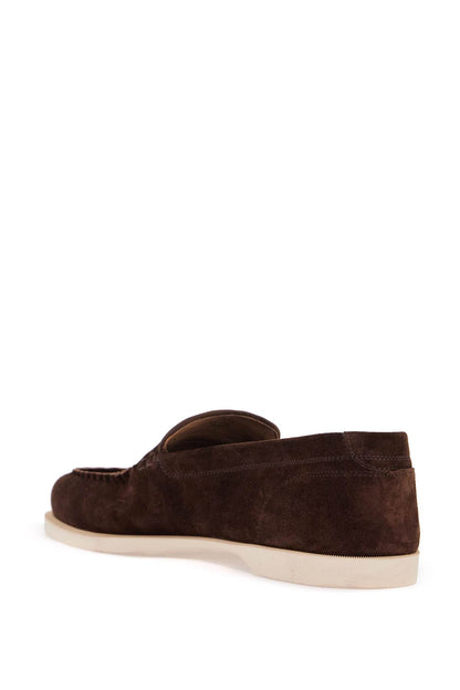 Dark Brown Suede Casual Shoes With Velcro Closure  - Brown