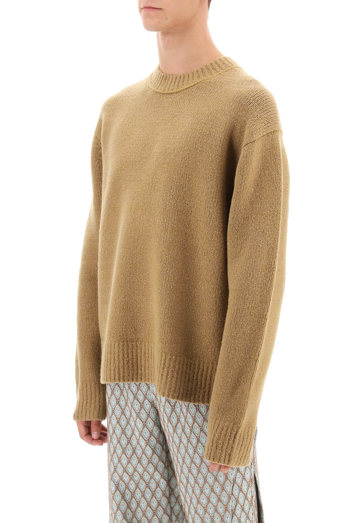 Crew-neck Sweater In Wool And Cotton  - Beige