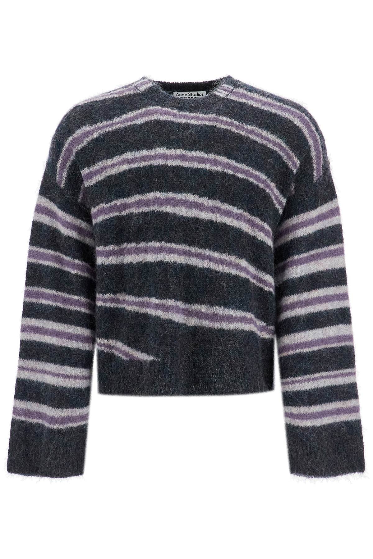 Striped Brushed Pullover Sweater  - Nero