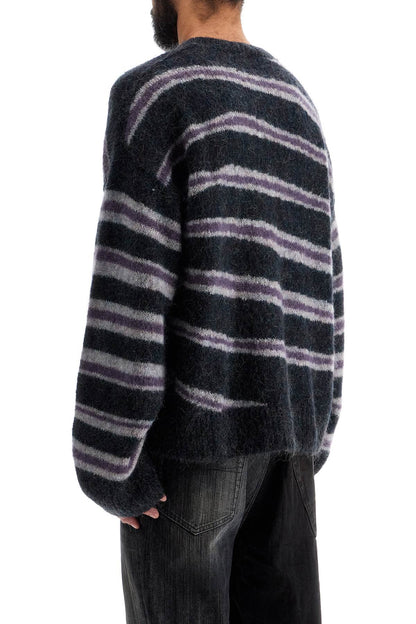 Striped Brushed Pullover Sweater  - Nero