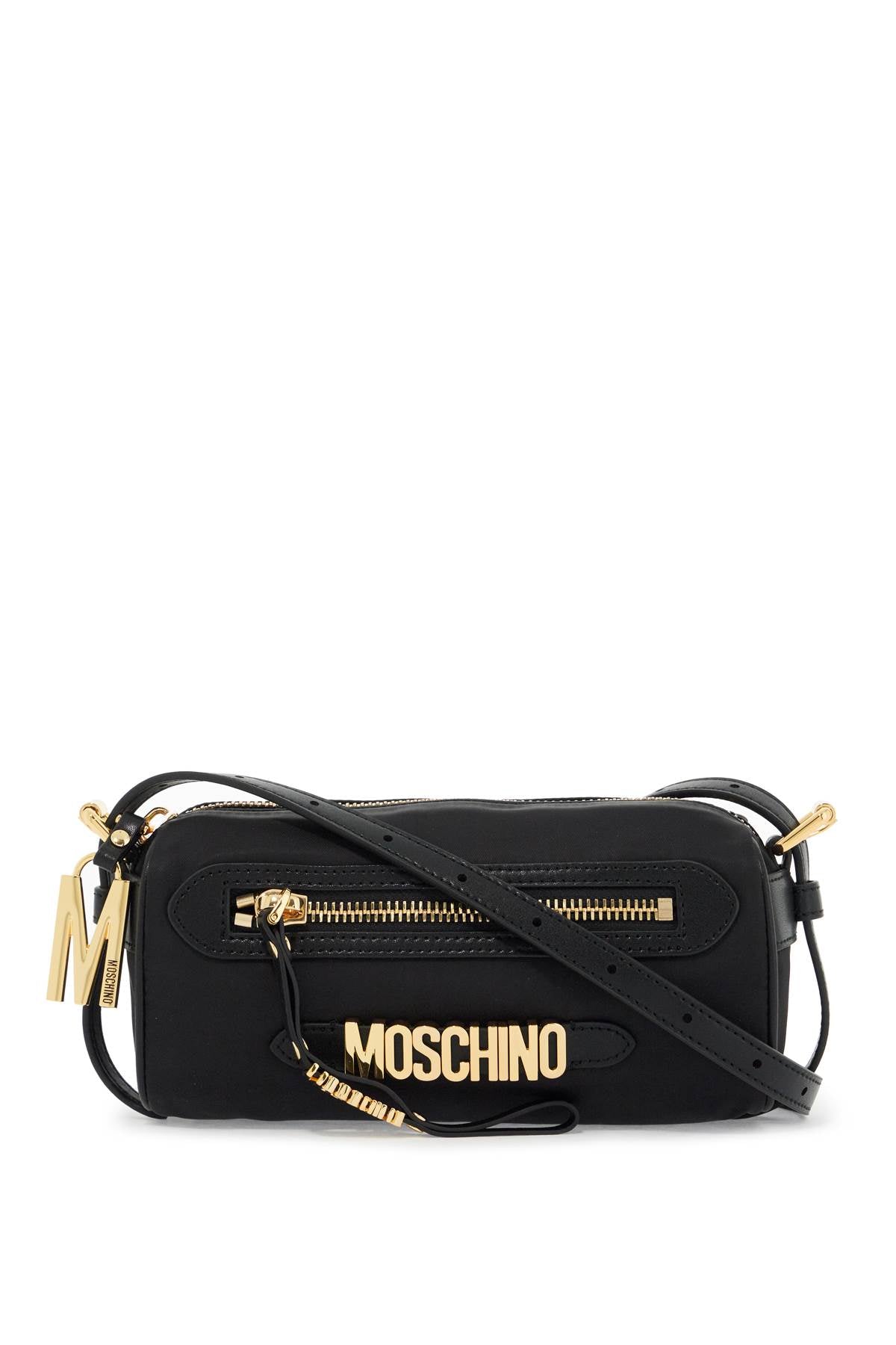 Shoulder Bag With Metal Logo Detail  - Black