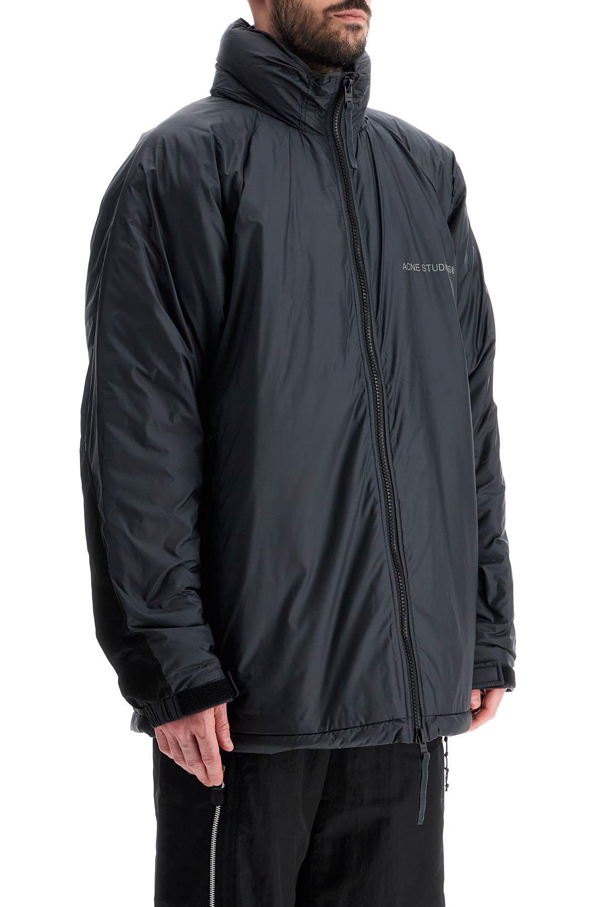 Lightweight Down Jacket With Patches  - Black