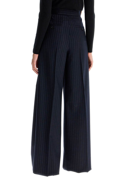 Striped Wool Stretch Pants  - Blue