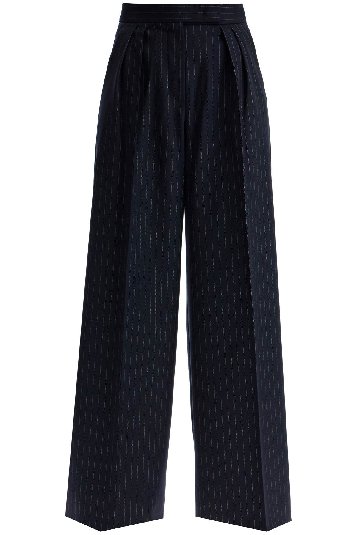 Striped Wool Stretch Pants  - Blue