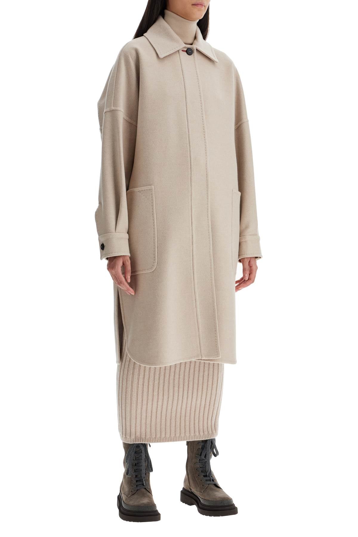 'cashmere Oversized Chemise Coat  - Neutro