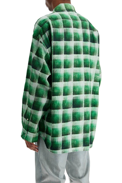 Green Checkered Cotton Flannel Shirt  - Green