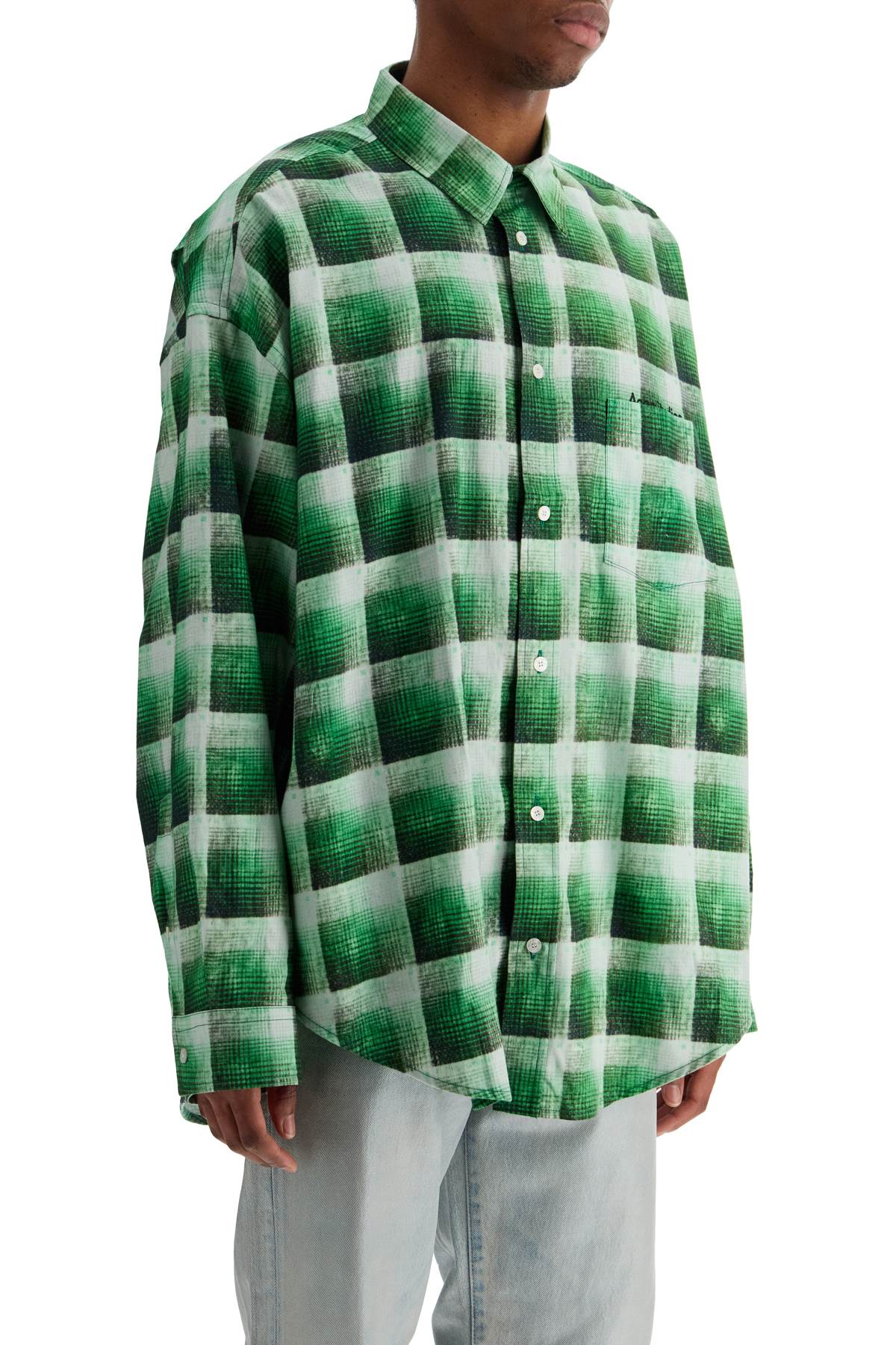 Green Checkered Cotton Flannel Shirt  - Green