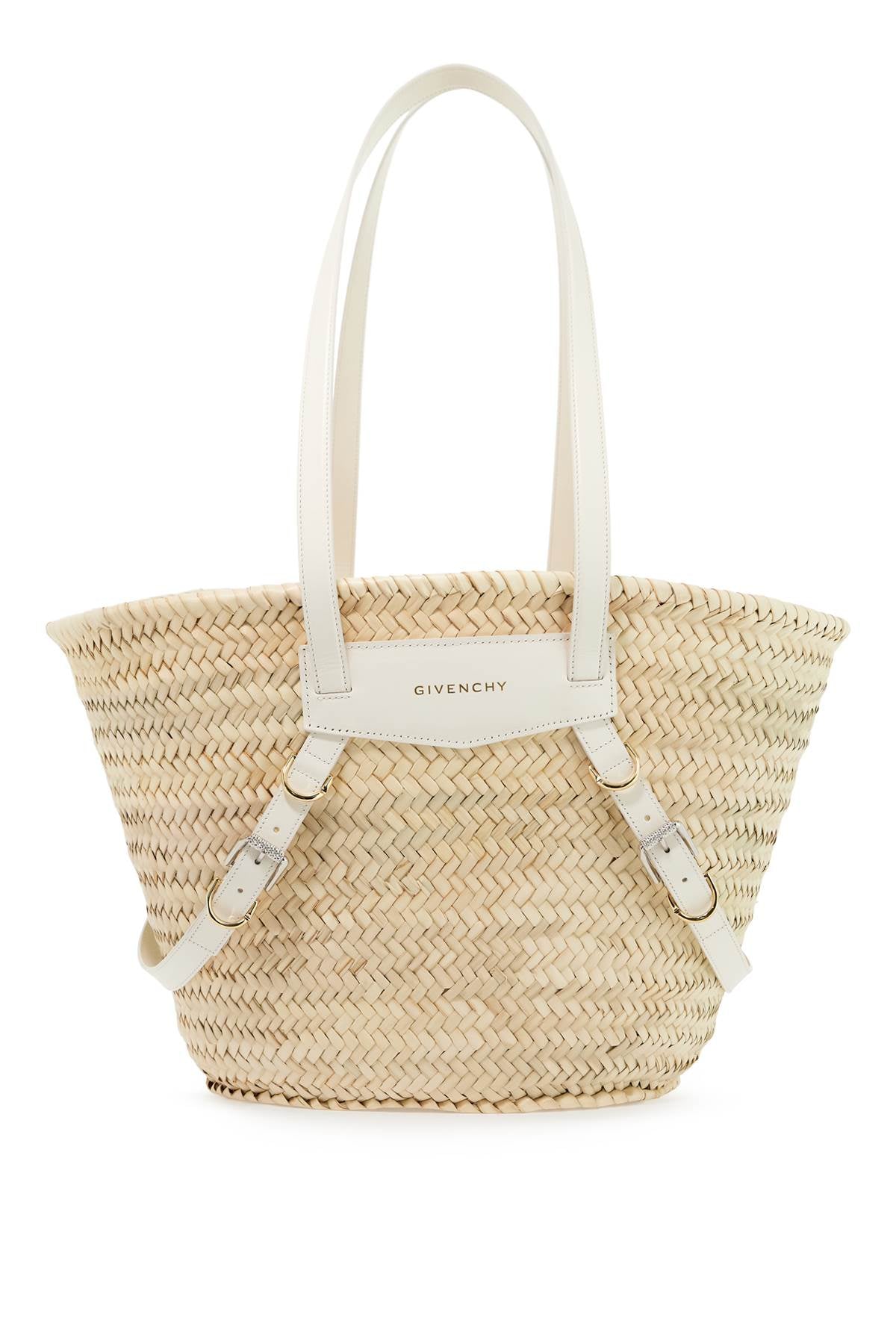 Raffia Voyou Medium Shoulder Bag  - White