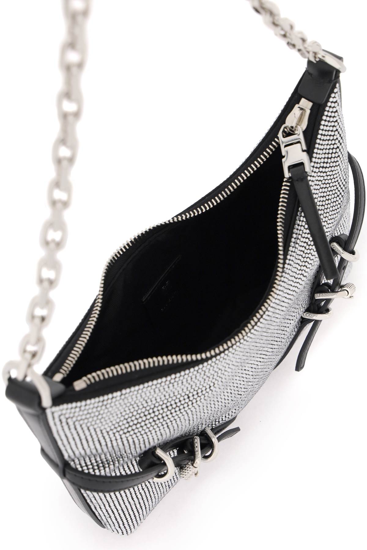 Satin 'voyou Party' Shoulder Bag With Rhinestones  - Silver