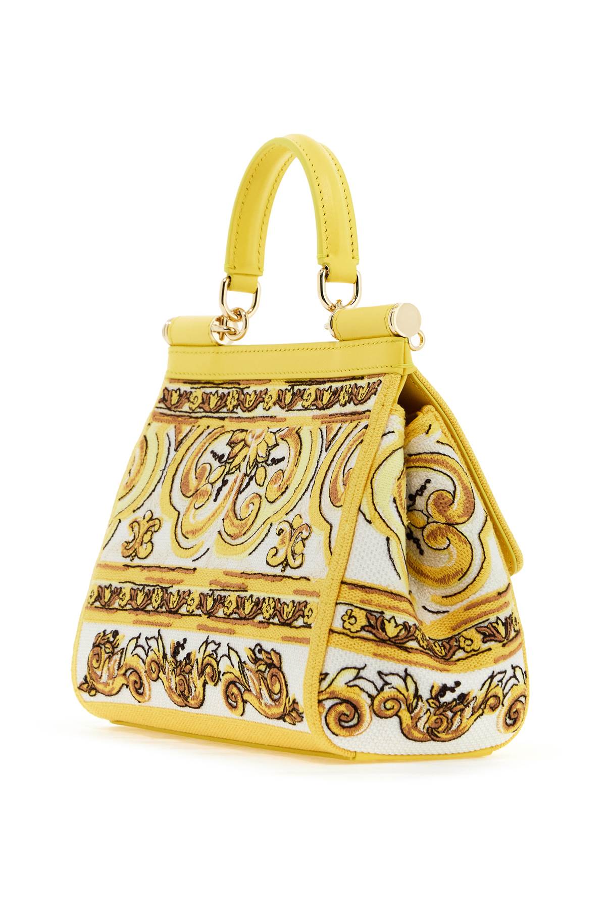 Medium Sicily Handbag With Maiolica Embroidery  - Giallo