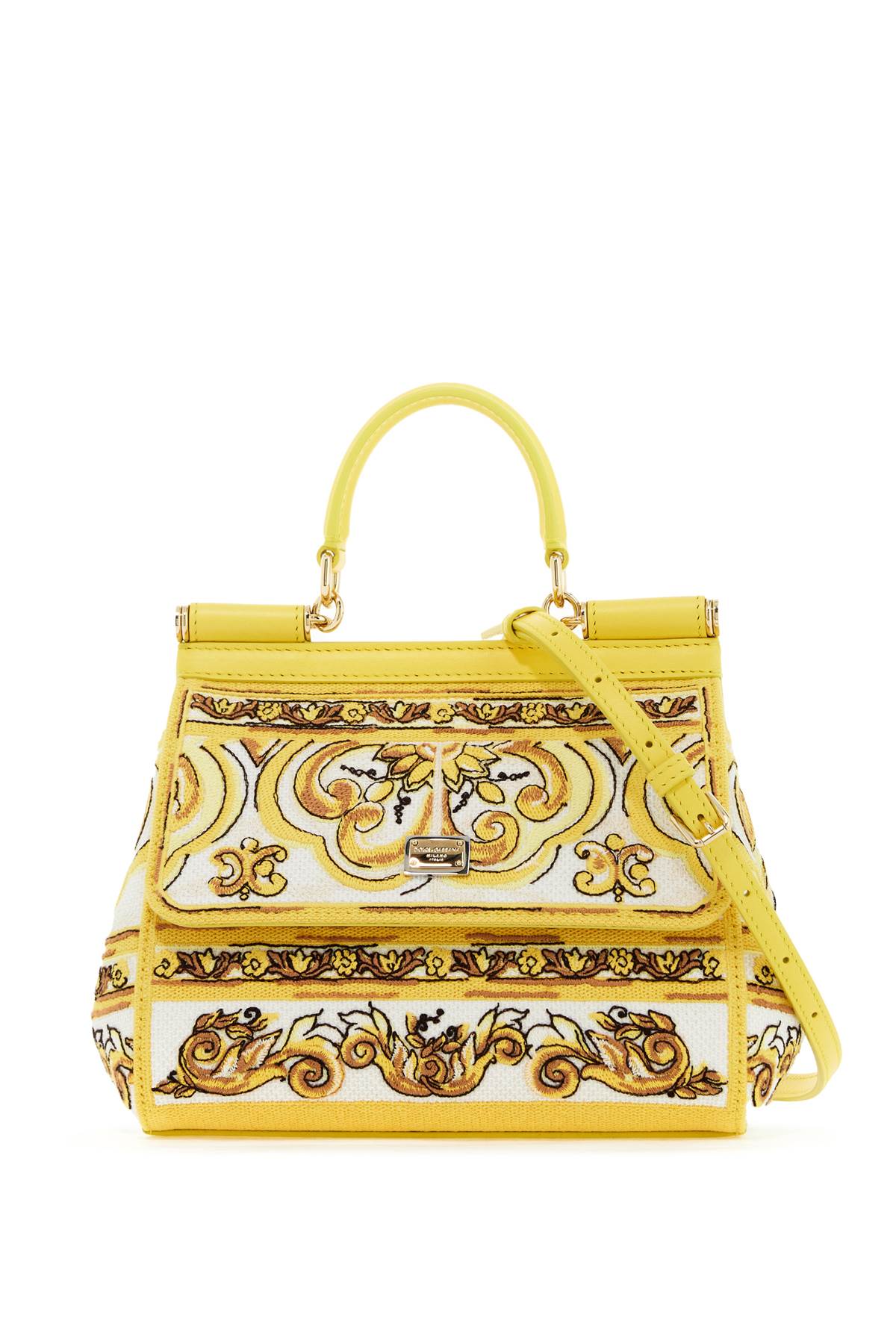 Medium Sicily Handbag With Maiolica Embroidery  - Giallo