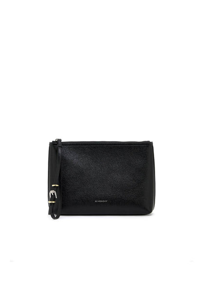 Leather Voyou Clutch  - Black