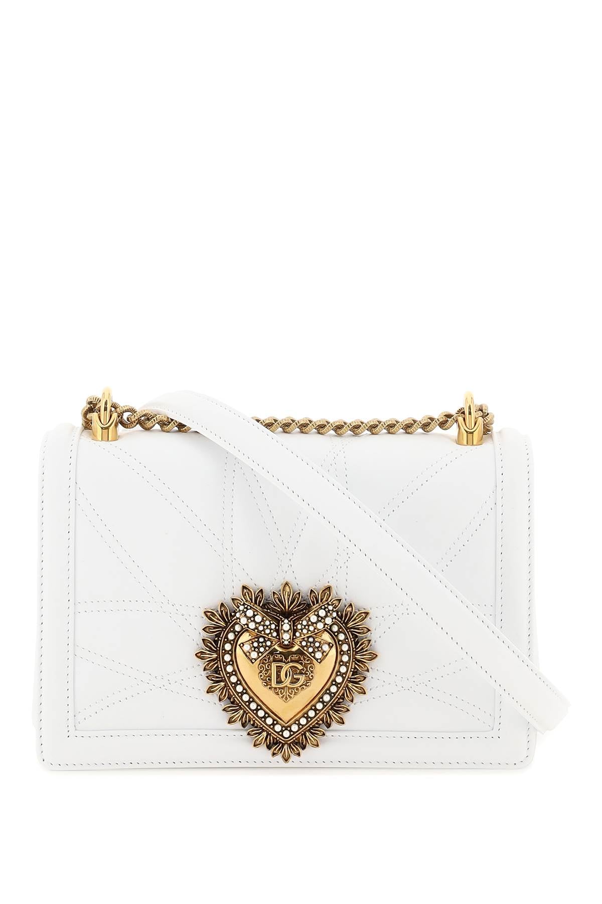 Medium 'devotion' Bag In Quilted Nappa Leather  - White