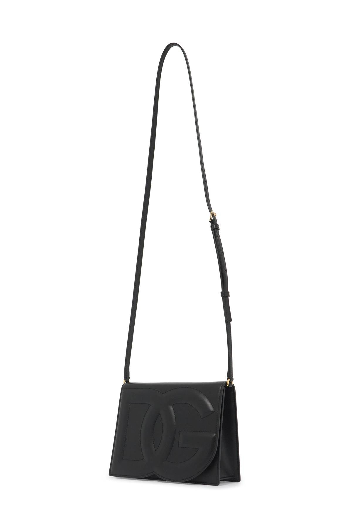 Leather Dg Logo Crossbody Bag  - Black