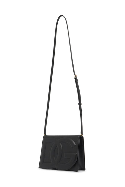 Leather Dg Logo Crossbody Bag  - Black