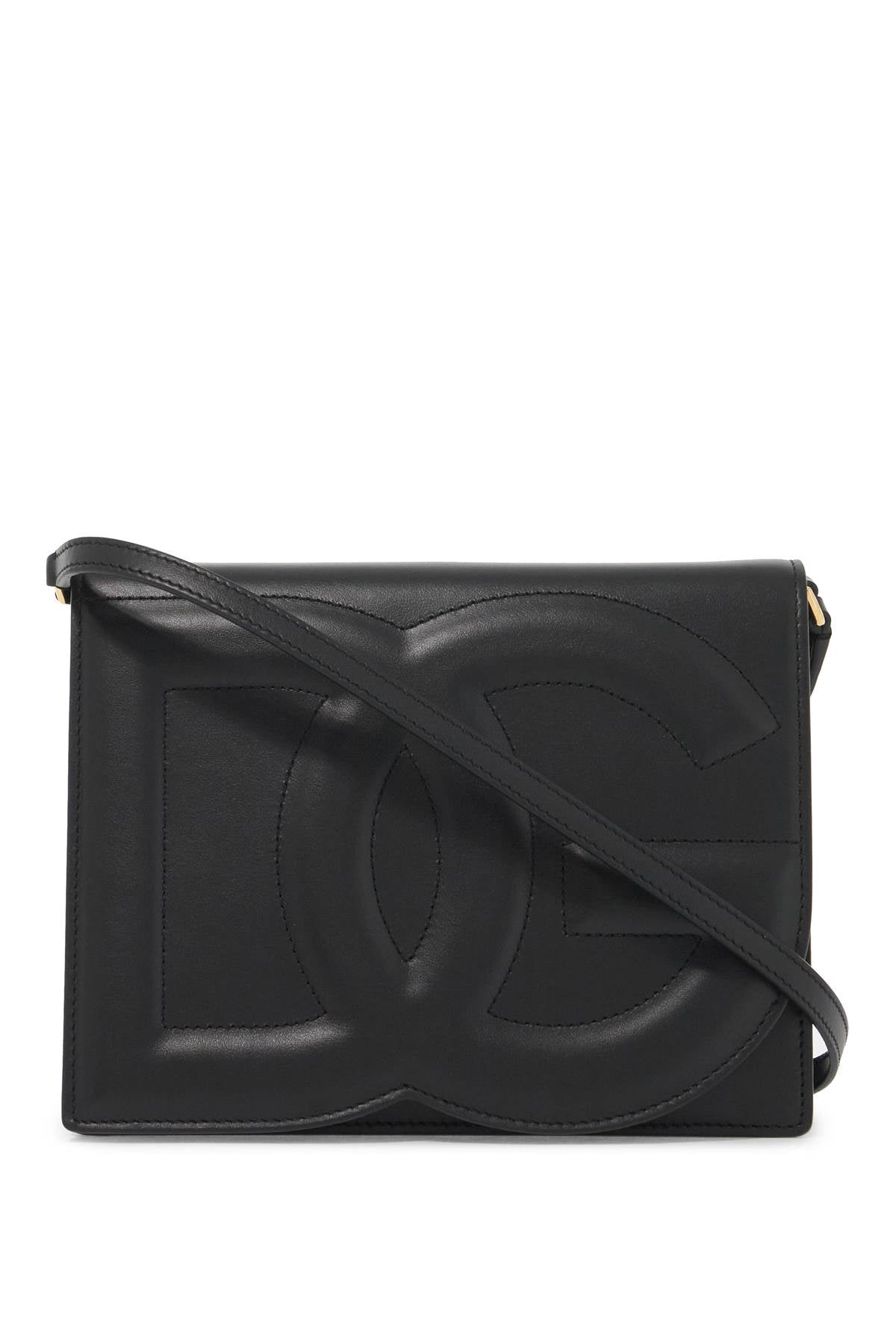 Leather Dg Logo Crossbody Bag  - Black