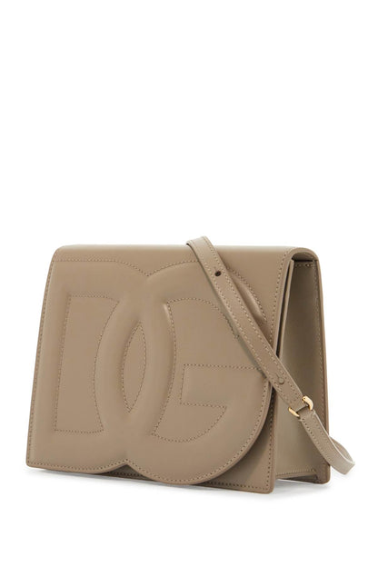 Taupe Calfskin Crossbody Bag With Adjustable Strap  - Beige